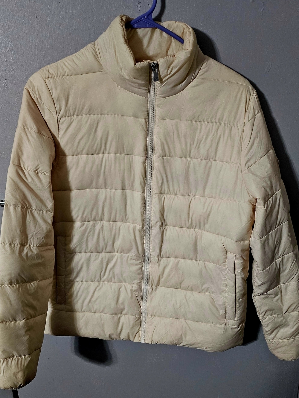 Womens Roxy Wind Bliss Puffer Jacket in cream white size XS